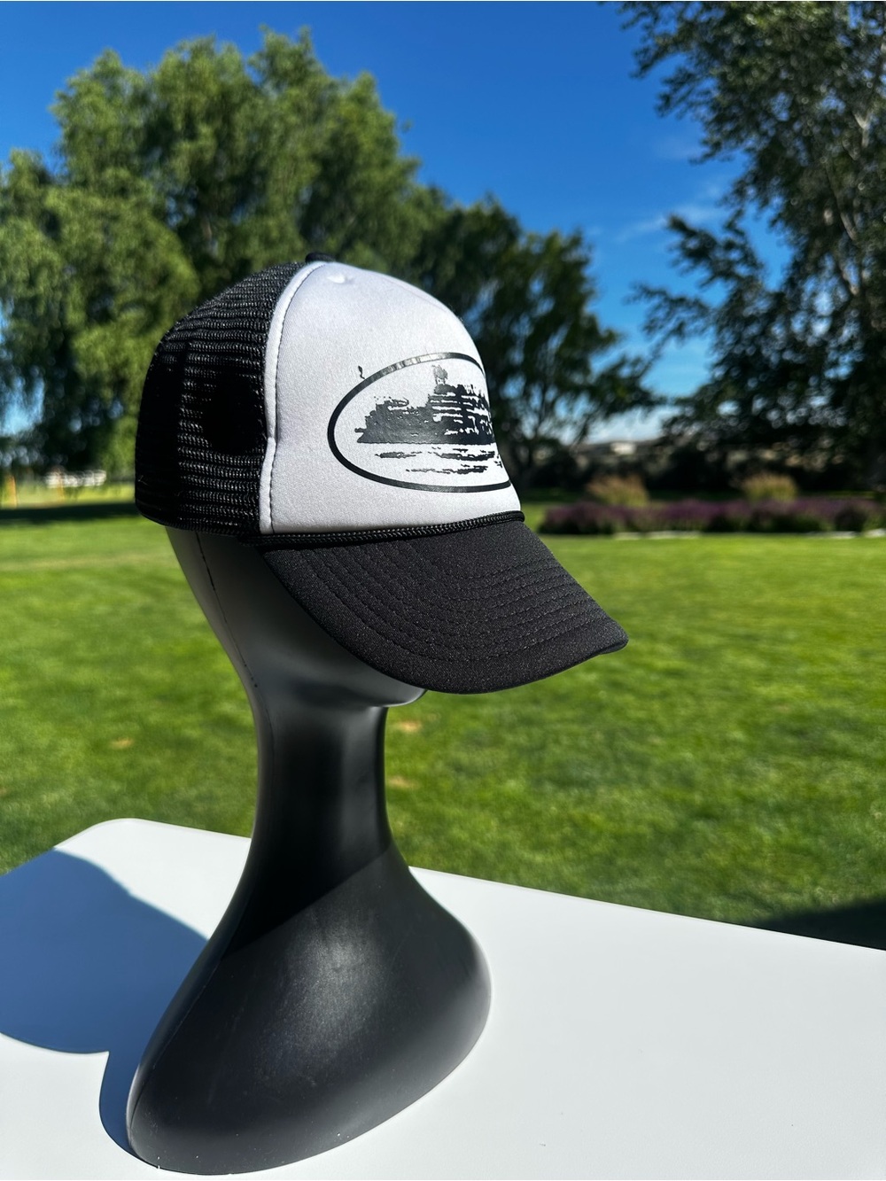 Black & White Trucker Hat Mesh Snapback Graphic Cap